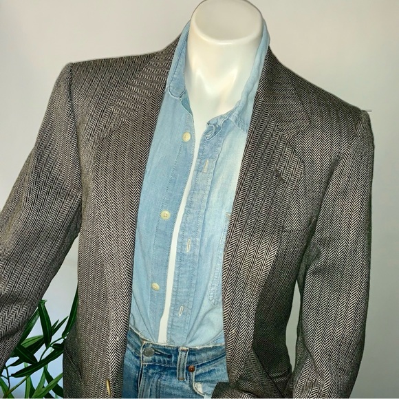 RESERVED :: YSL Saint Laurent Rive Gauche Herringbone Wool Blazer - FLAWS - Picture 3 of 16